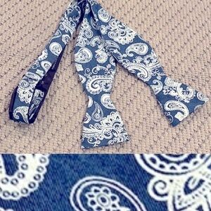 Original Penguin Bowtie Self tie Blue Paisley Adjustable cotton preppy wedding